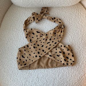 Cheetah print halter tie top